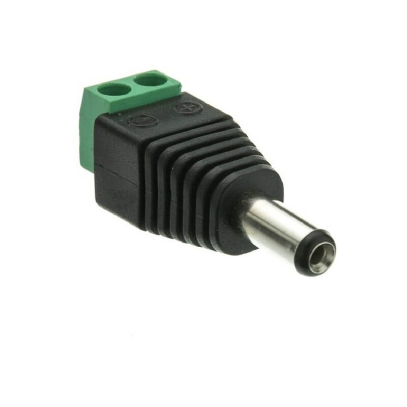 Plug macho DC con borneras.